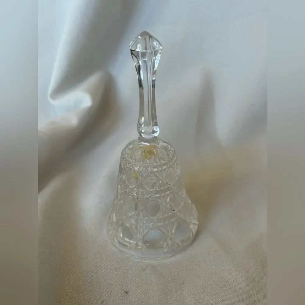 Vintage 5" Glass Bell Octagon Pattern Clear Etched Pressed Glass EPC